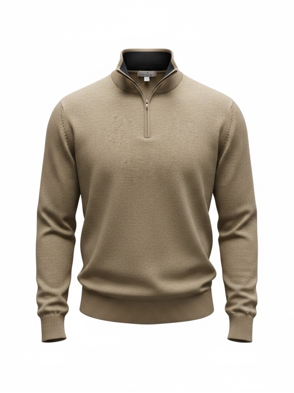 Men's Zip-Neck Sweater in Taupe‎